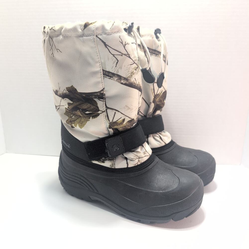 Kamik Waterbug White Camo Waterproof Snow Boots Big Boy's Size 6